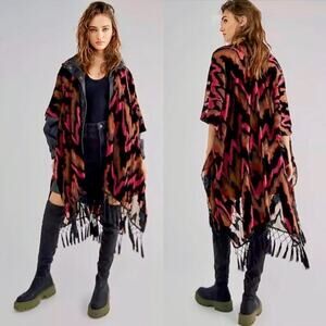Free People Multicolor Zigzag Fringe Wrap